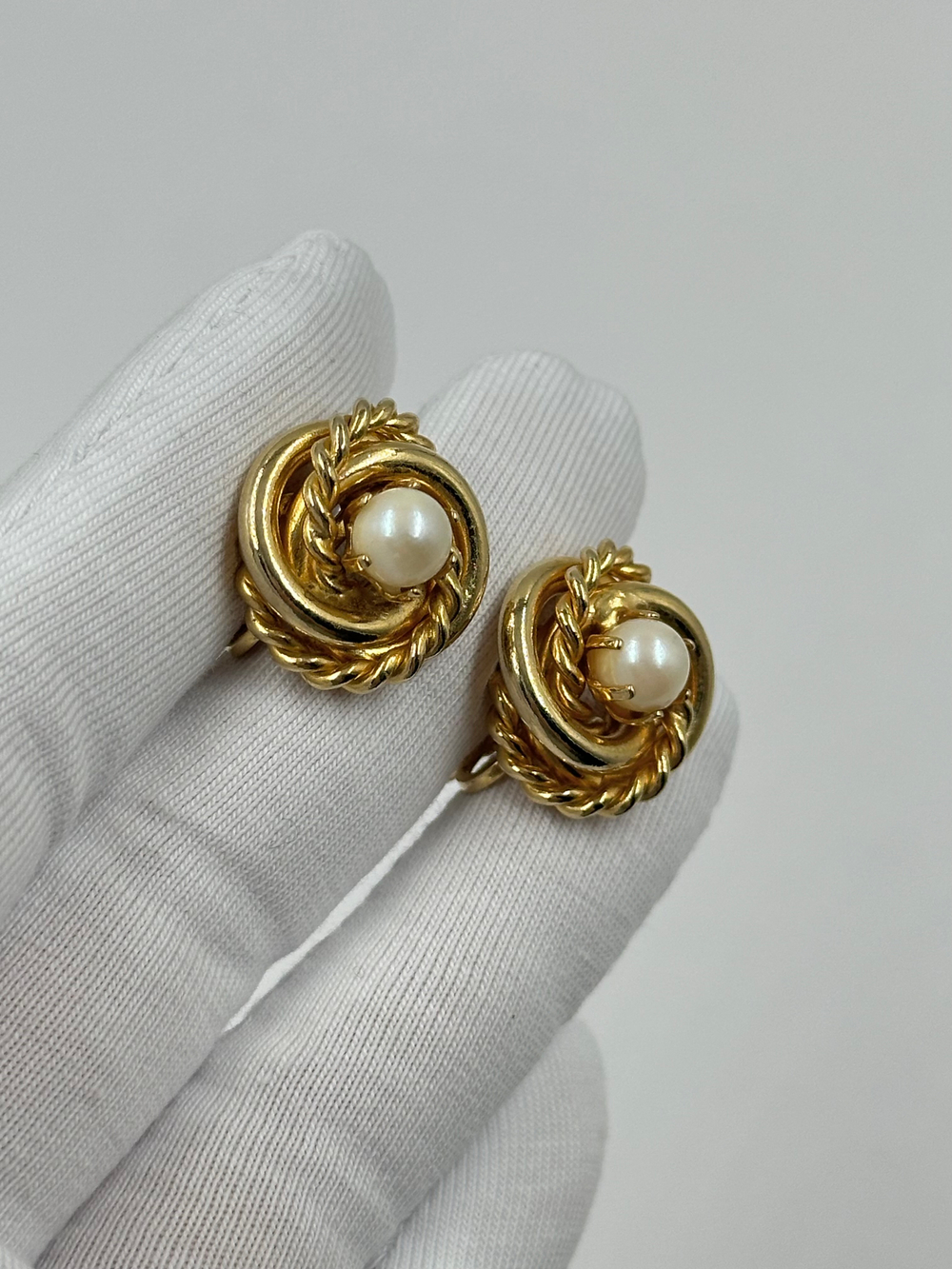 Клипсы Узелки с «жемчугом»