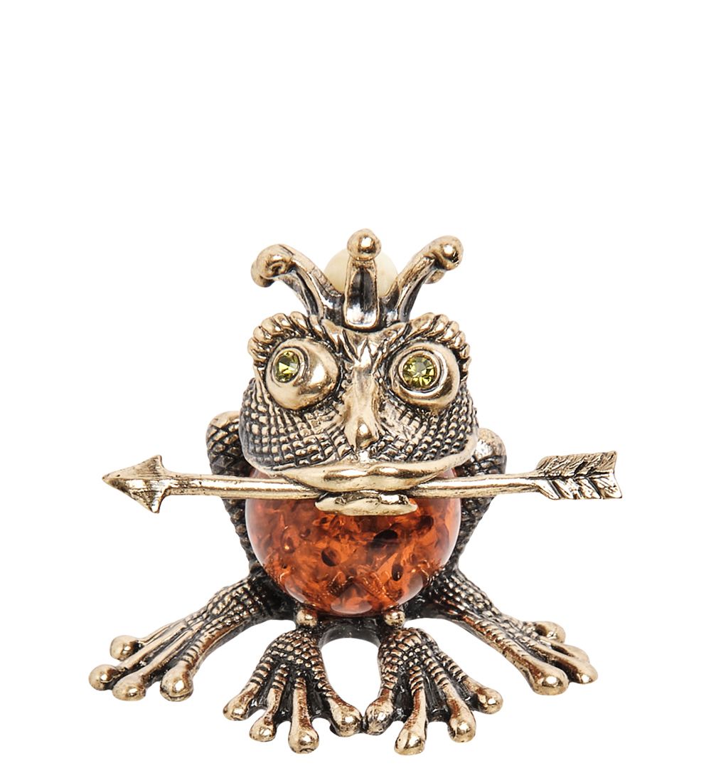 Народные промыслы AM-1495 Фигурка «Невеста-лягушка» (латунь, янтарь)