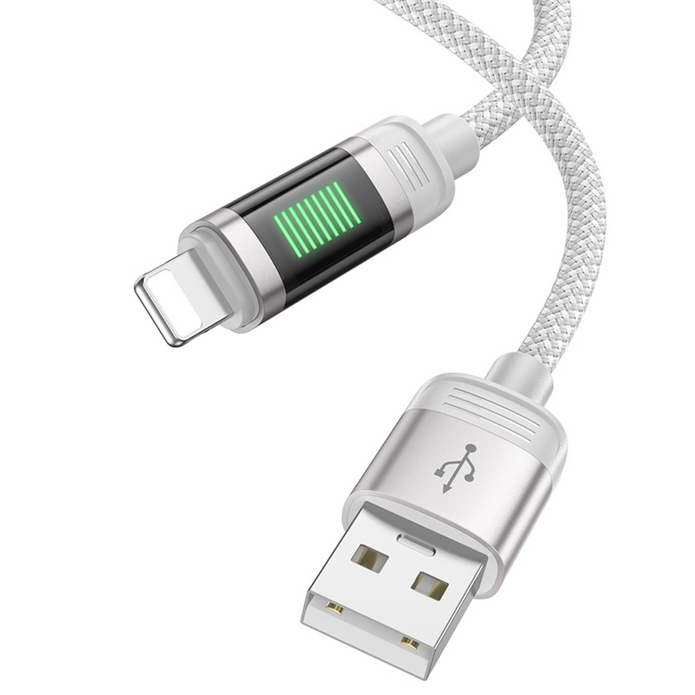 Кабель USB x Lightning Hoco. U126 (2.4A/1.2м.) индикатор