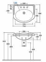 Раковина на пьедестале Globo Paestum 71 1 отверстие, белая
