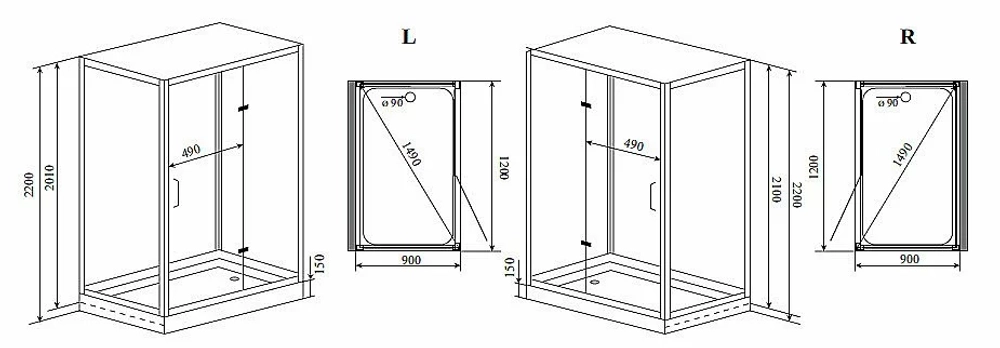 Душевая кабина Timo Premium Puro 120x90