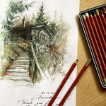 "Derwent Drawing" - художественные цветные карандаши 6 штук. Товар уцененный