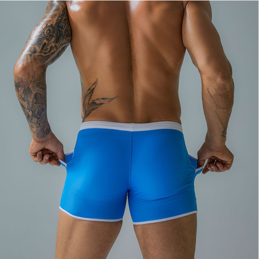 Голубые плавки-боксеры с контрастной отделкой (Размер: L) (Цвет: голубой)