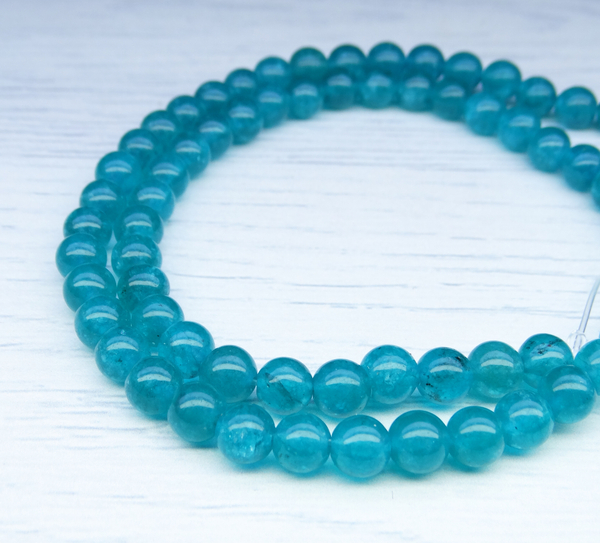 ПК074НН6 Бусины из природного камня кварц (бирюзовый), размер: 6 мм, 10 шт.