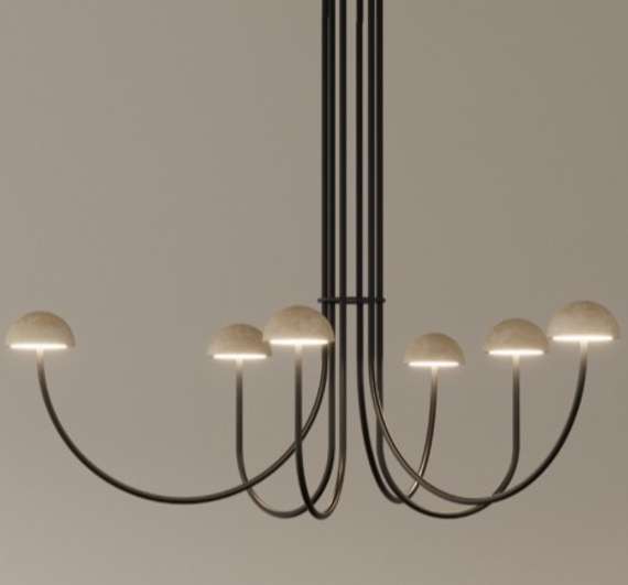 Подвесной светильник Dussa 6L черный металл / Travertine