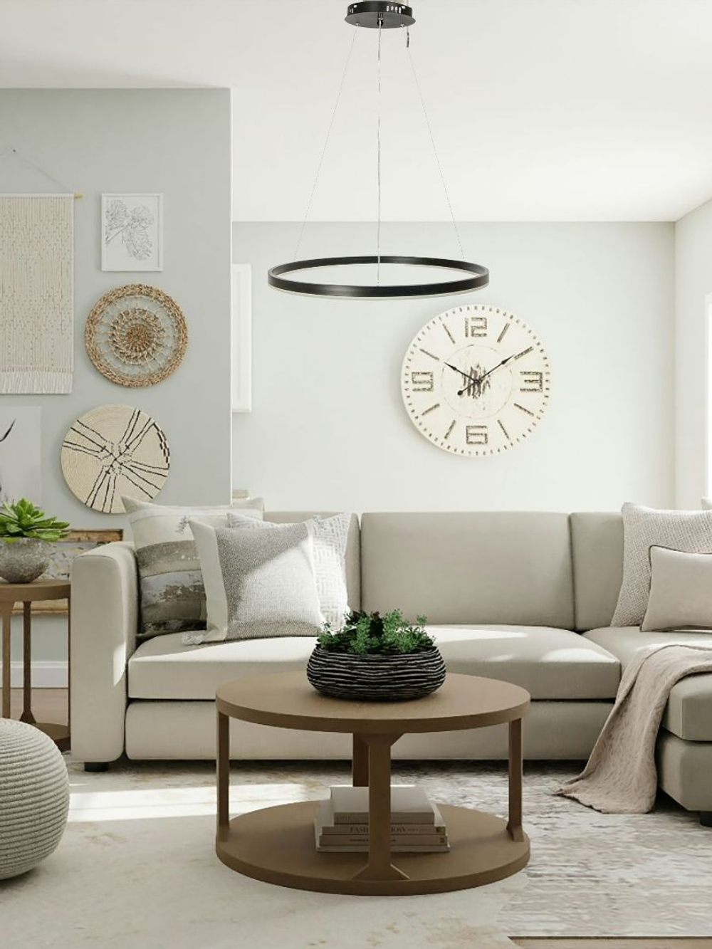 Люстра подвесная светодиодная Lanbos, 38 Вт LED, до 12 кв м, черная