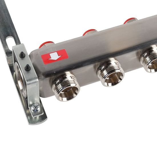 Коллектор Rommer 1"x3/4" на 6 контуров с запорными клапанами (нерж. сталь) RMS-3201-000006