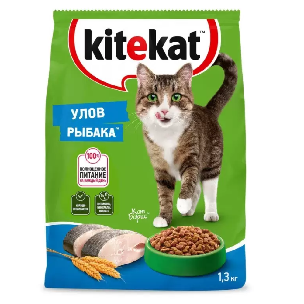 Сухой корм для кошек Kitekat Улов рыбака 1.3 кг