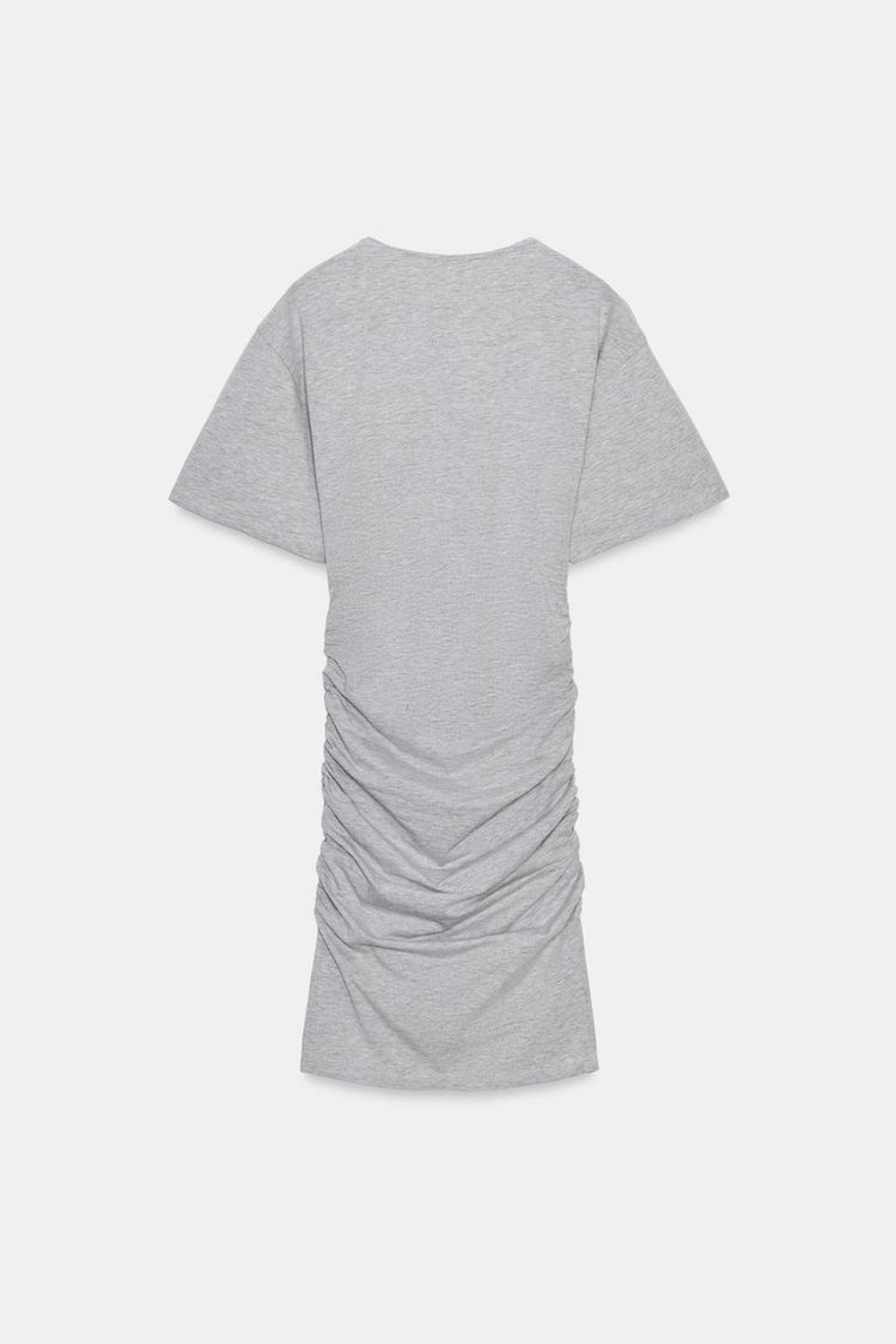 ZARA КОРОТКОЕ ПЛАТЬЕ СО СБОРКАМИ, СЕРЫЙ МЕЛАНЖ