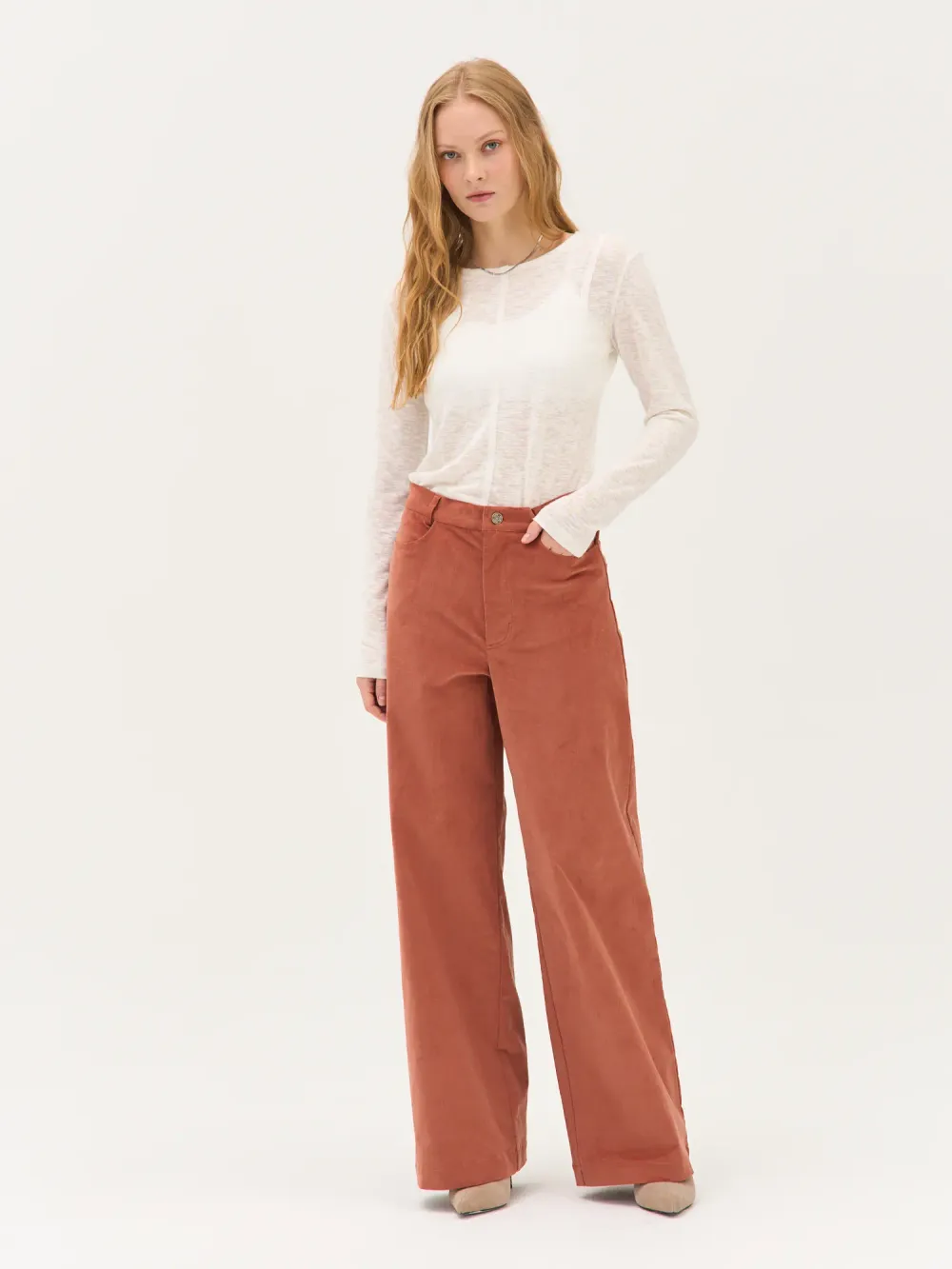 Брюки вельветовые "Терракот" женские