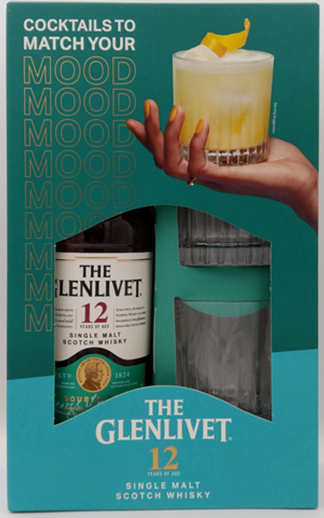 Виски ГЛЕНЛИВЕТ 12 ЛЕТ + 2 стакана