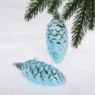 Ёлочные игрушки «Таинственное очарование» Шишки 9 см (набор 2шт), голубой