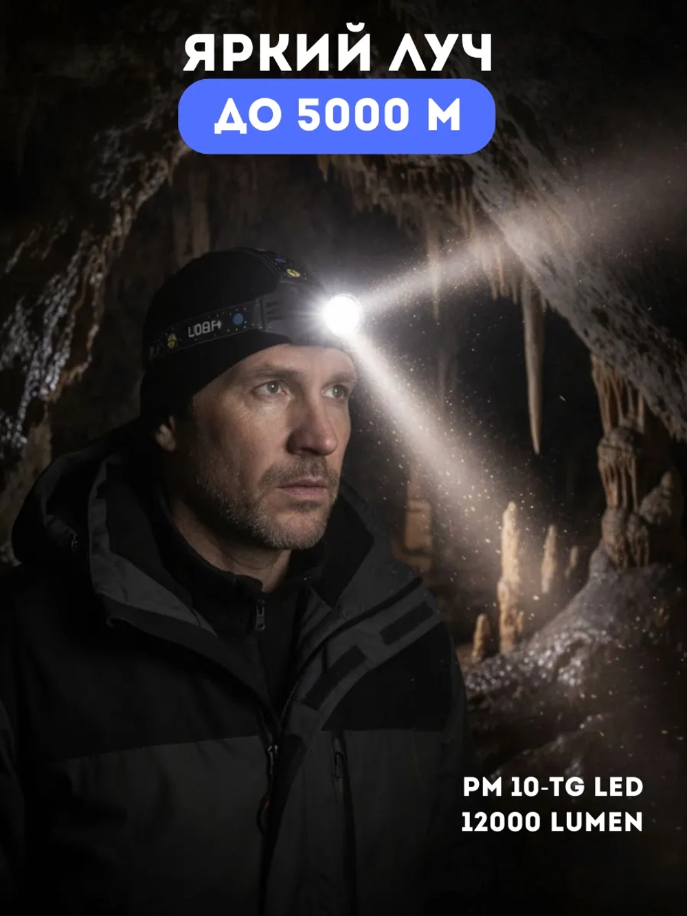 Фонарь налобный светодиодный аккумуляторный