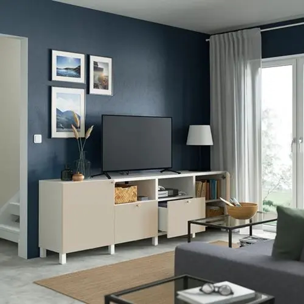 Тумба под ТВ - IKEA BESTÅ/BESTA, 240x42x74 см, белый, Бесто ИКЕА