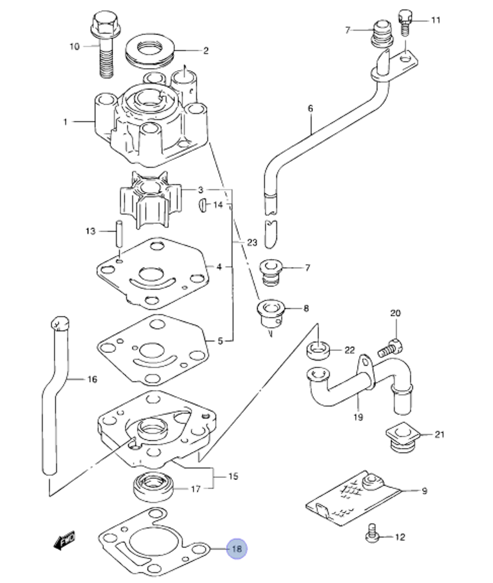Прокладка помпы DT9.9/DT15/DF9.9/DF15