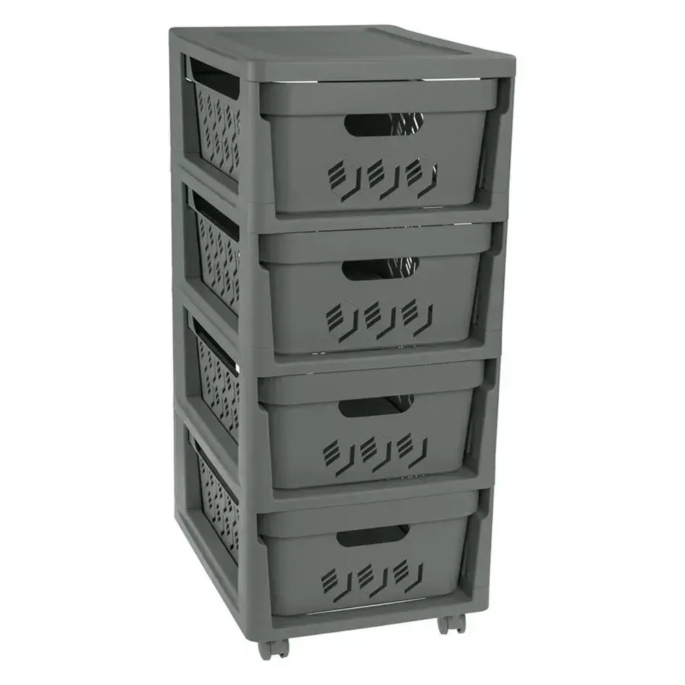 Комод на колесах deluxe, 4 ящика, 300х690 мм (серый)