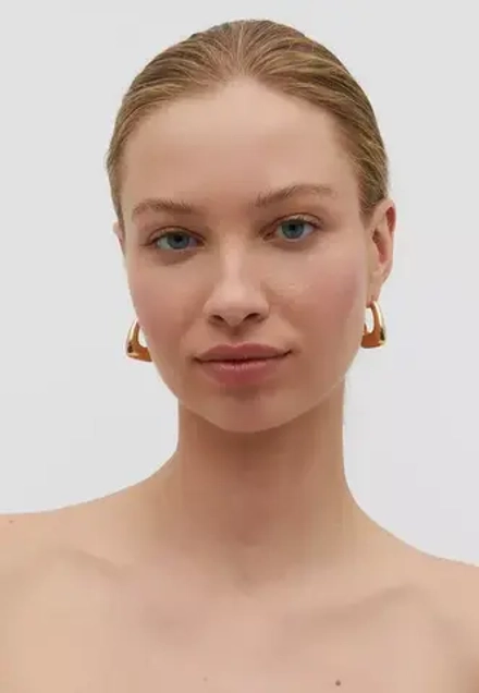 STRADIVARIUS Набор из 3 пар фактурных сережек, золотой
