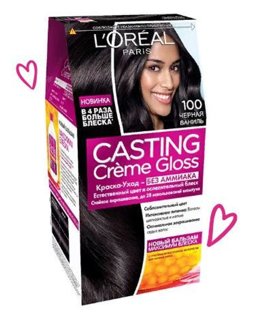 L'Oreal Paris Краска для волос Casting Creme Gloss, тон №100, Черная ваниль, 180 гр