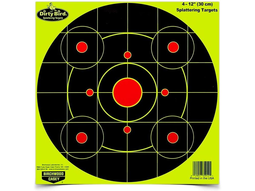 Мишень самоклеящаяся осыпающаяся Birchwood Dirty Bird Yellow Bull&#39;s-eye Target, 12&quot;, 4шт. (12шт./уп.)