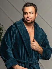 Халат мужской LOUIS с капюшоном Морская волна "Polens"