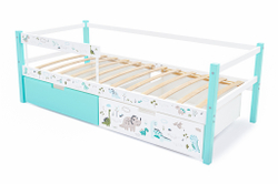 Детская кровать тахта Бельмарко Svogen мятно-белый динозаврики