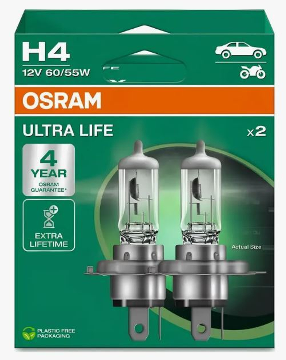 Автолампа H4 12V 60/55W P43t Osram  3200К ULTRA LIFE (64193ULT-2HB) к-т ORIGINAL