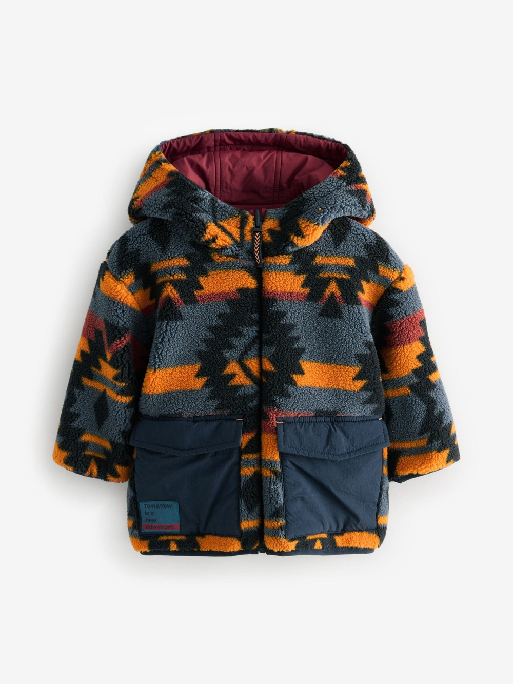 Куртка двусторонняя с капюшоном Next Q60-560, Бордовый, Серый