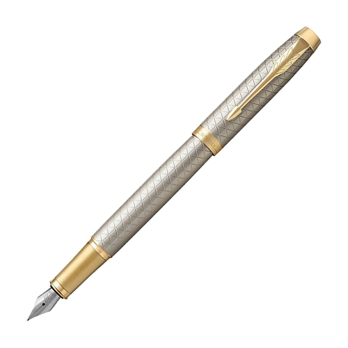 Подарочный набор Parker: ежедневник, ручка перьевая Parker IM Premium Warm Silver Grey GT, цвет чернил синий