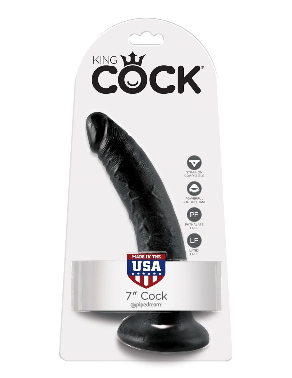 Чёрный фаллоимитатор с присоской 7 Cock - 17,8 см. (Цвет: черный)