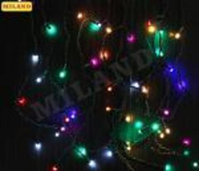 Гирлянда-штора шир.4,2 м, дл. 40 см и 65 см, тёмная нить, 200 разноцветных ламп, 8 реж