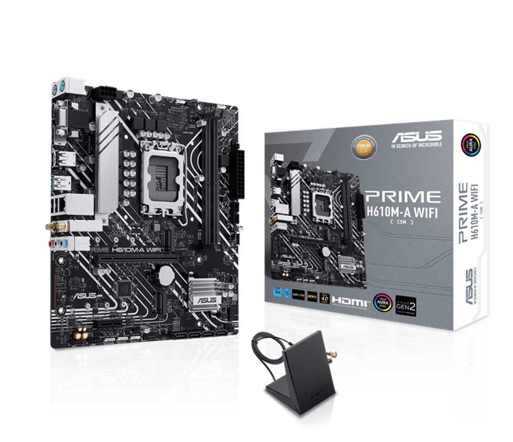 Материнская плата ASUS PRIME H610M-A WIFI, LGA1700 2xDDR5 4xSATA3 2xM.2 D-Sub HDMI DP mATX