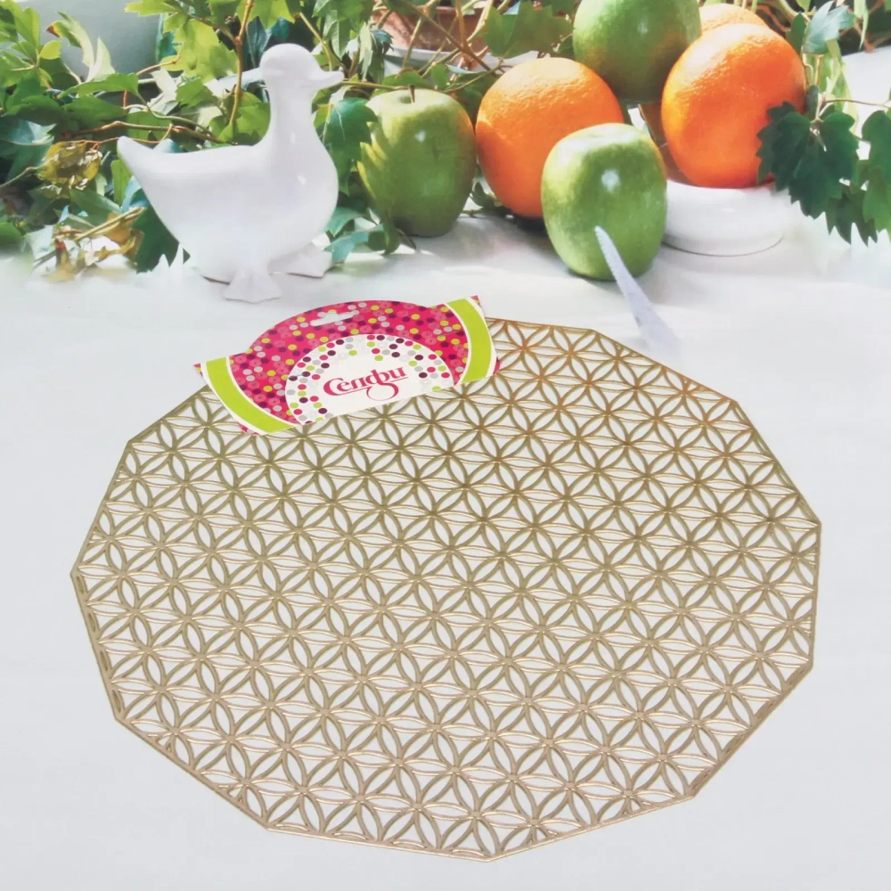 Салфетка плетеная 38см «Орнамент» золото