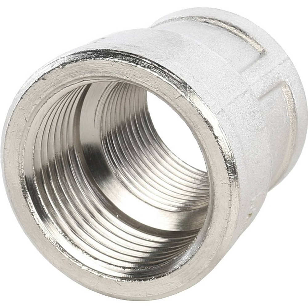 Муфта редукционная STOUT SFT 0006 - 1" x 3/4" (для стальных труб, латунь никелированная)