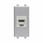 Компьютерная розетка RJ-45 без шторки модульная, кат.6 экранированная, "Avanti", "Закаленная сталь", 1 модуль