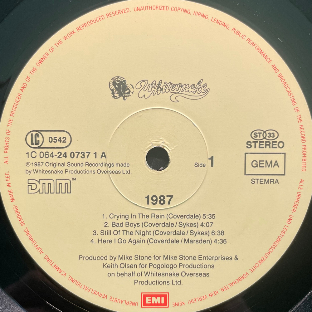 Whitesnake - 1987 (Европа 1987г.)