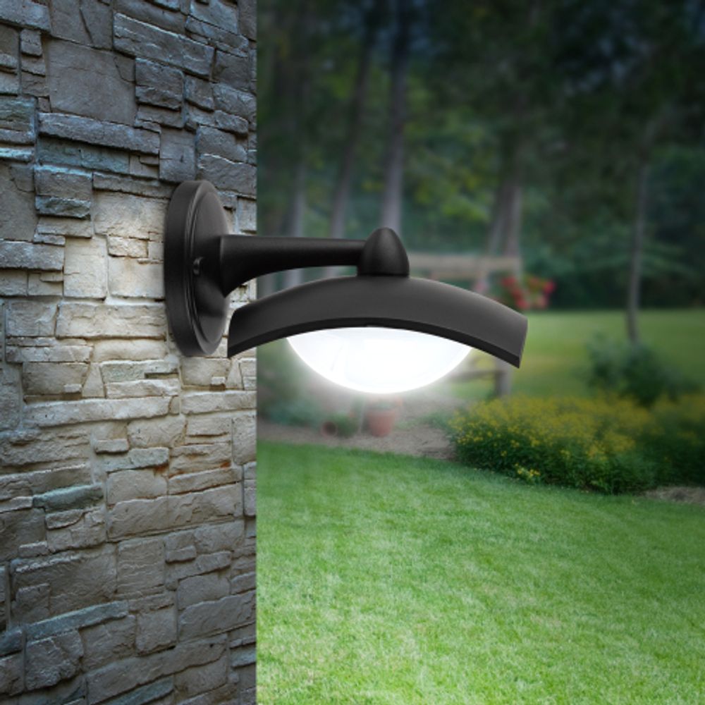 Садово-парковый светильник ЭРА ДБУ 07-8-004 Дели 4 черный 4 гранный настенный IP44 светодиодный 8Вт 6500K | Садово-парковые светильники