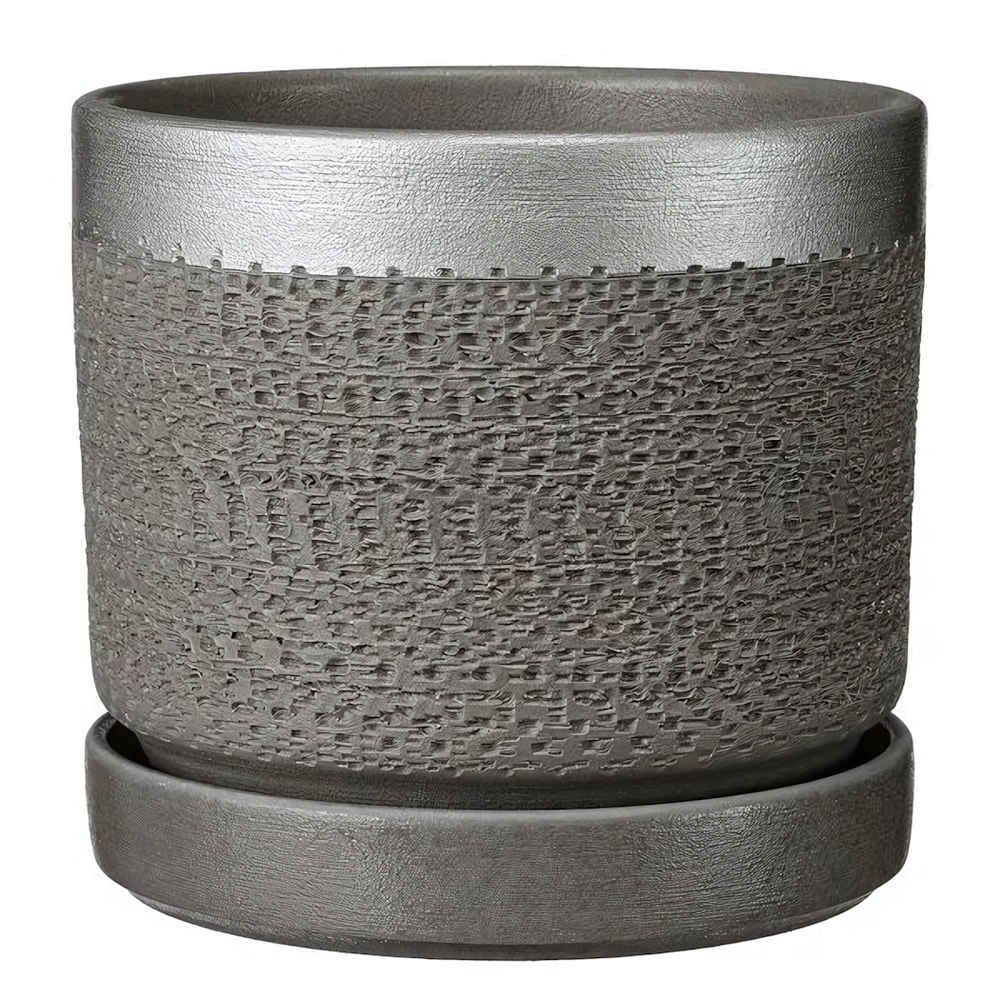 Горшок керамический Брюссель серый серебро цилиндр №2