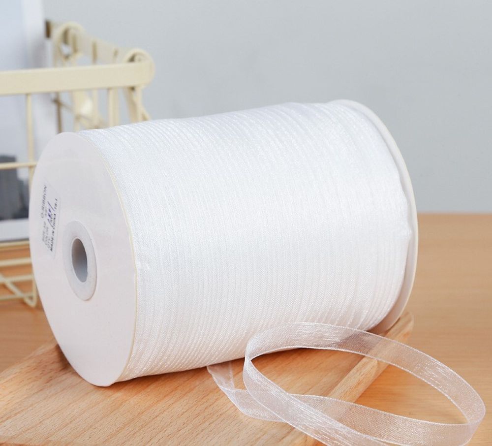 Лента Органза, (1см*320м), Белый #1001