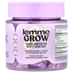 Lemme, Grow, жевательные таблетки для роста волос, фруктовое ассорти, 30 жевательных таблеток в индивидуальной упаковке