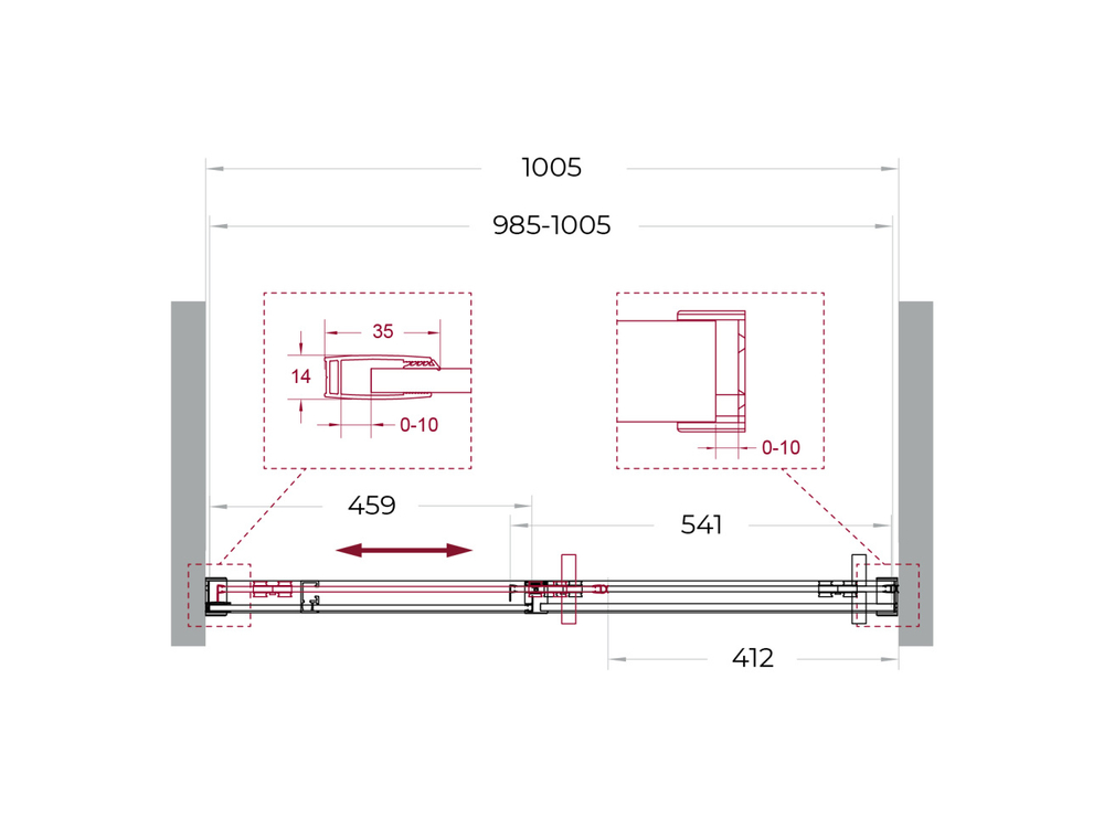Душевая дверь шириной 100см BelBagno SOFT_CLOSE-1-BF-1-100-C-Cr профиль хром, стекло прозрачное