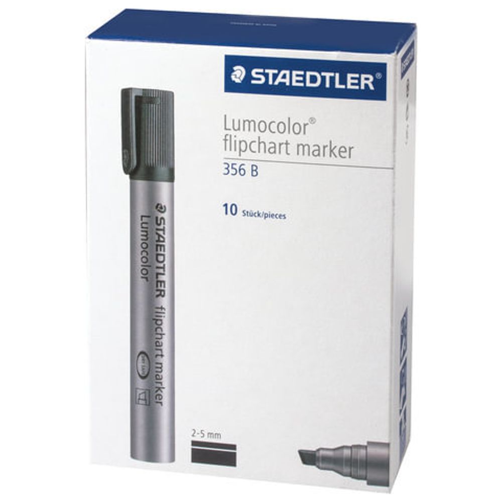 Маркер для флипчарта STAEDTLER (Германия) "Lumocolor", НЕПРОПИТЫВАЮЩИЙ, СИНИЙ, скошенный наконечник, 2-5 мм, 356 B-3