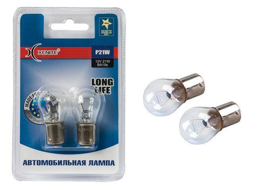 Лампа 12 В 21 Вт 1-контактная металлический цоколь 3200K Long Life 2 шт. Xenite