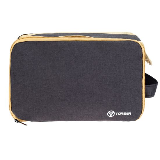 Несессер Torber, дорожный, чёрный/бежевый, полиэстер 300D ткань катионик, 27 х 17 х 14 см