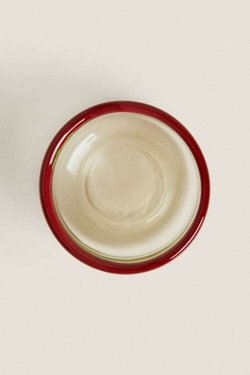 ZARA HOME СТЕКЛЯННАЯ ПИАЛА С КОНТРАСТНЫМИ ДЕТАЛЯМИ ПО КРАЯМ, КРАСНЫЙ