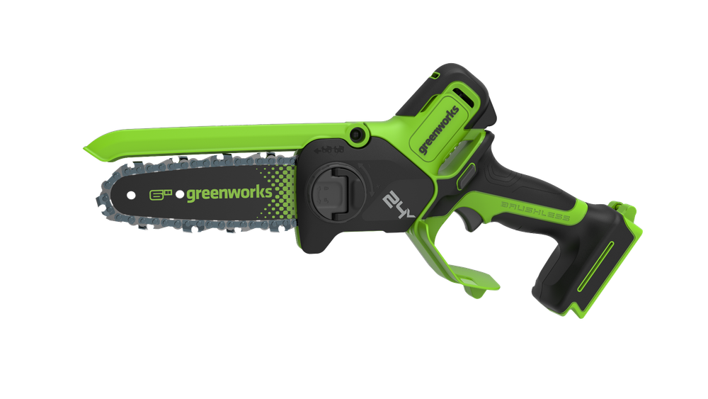 Цепная мини пила аккумуляторная Greenworks GD24CS15, 24V, 15см, бесщеточная, с автоматической смазкой цепи, без АКБ и ЗУ ( 2010107) в сумке