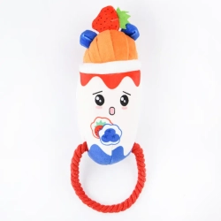 Mr.kranch игрушка для собак "йогурт", плюшевая с канатиком и пищалкой, 19 см