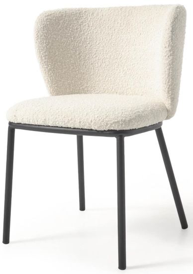 Стул Ciselia из белой ткани букле и черного металла Испания La Forma 