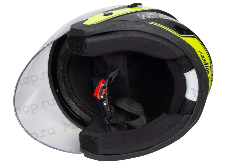 Шлем мото открытый HIZER J222 №2 (L) black/yellow (2 визора)