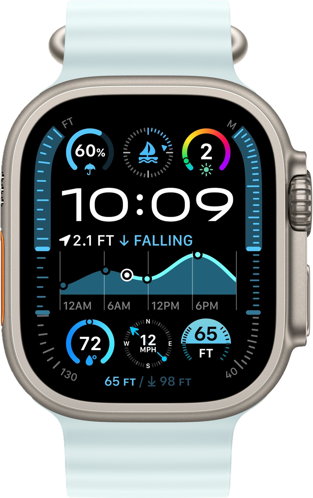 Apple Watch Ultra 2 49mm Ocean Band Ice Blue / Titanium Case
