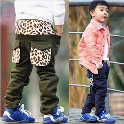 Брюки с заниженной проймой и вставками с леопардовым принтом